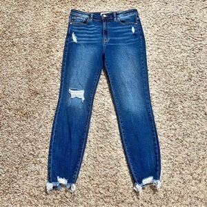 KanCan Women's High Rise Distressed Blue Jeans